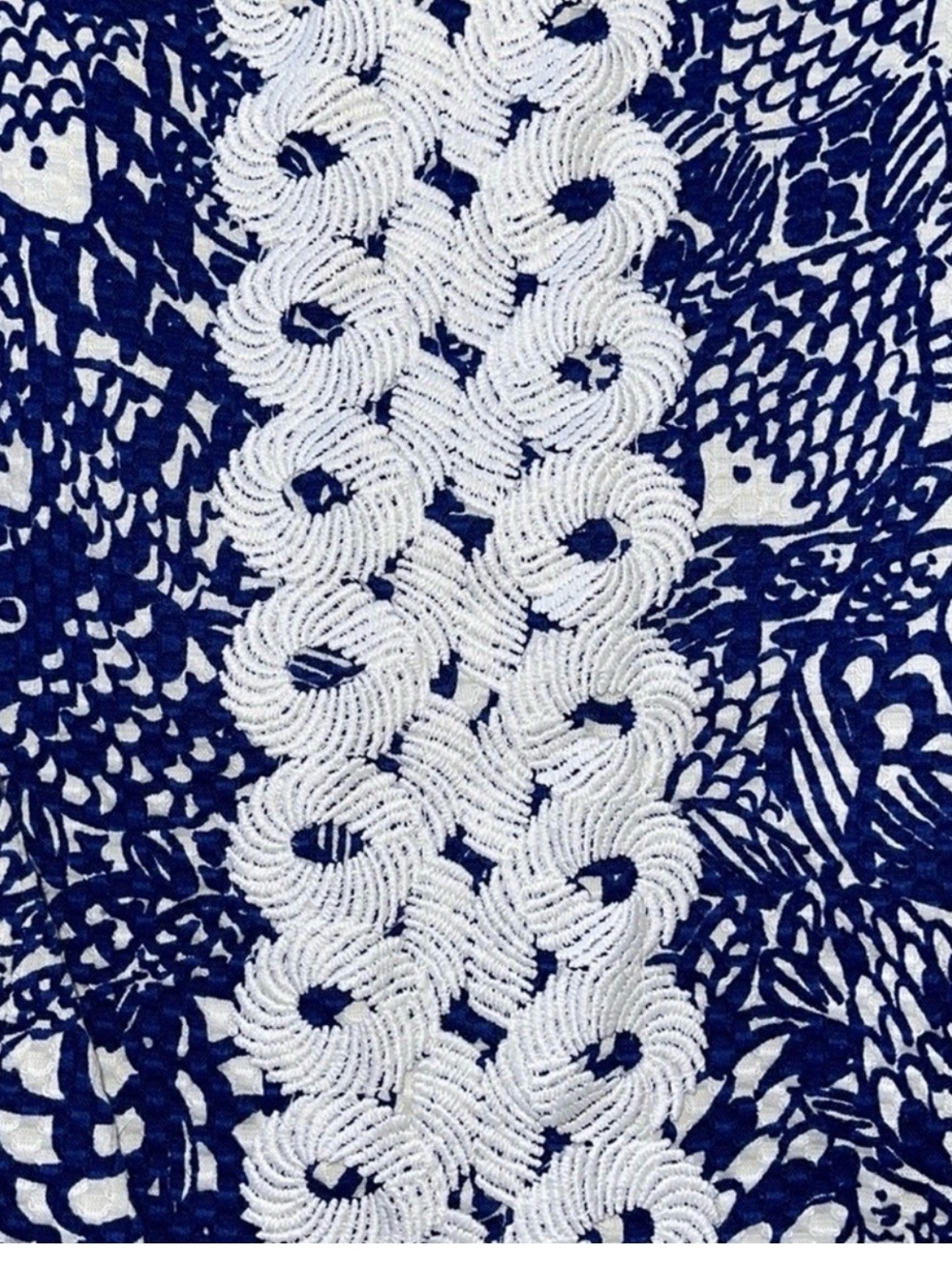 Lilly Pulitzer & Target Upstream Fish Print Shift Dress Navy White Lace Size 12 - Picture 3 of 6